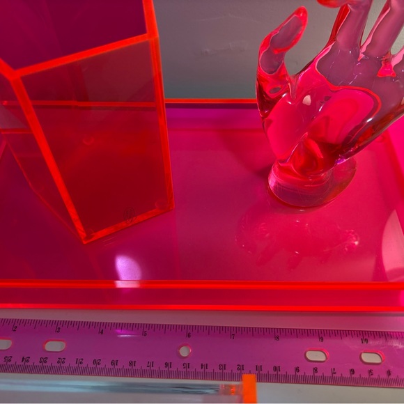Neon Pink and Orange Acrylic Organizer Set - Picture 2 of 6